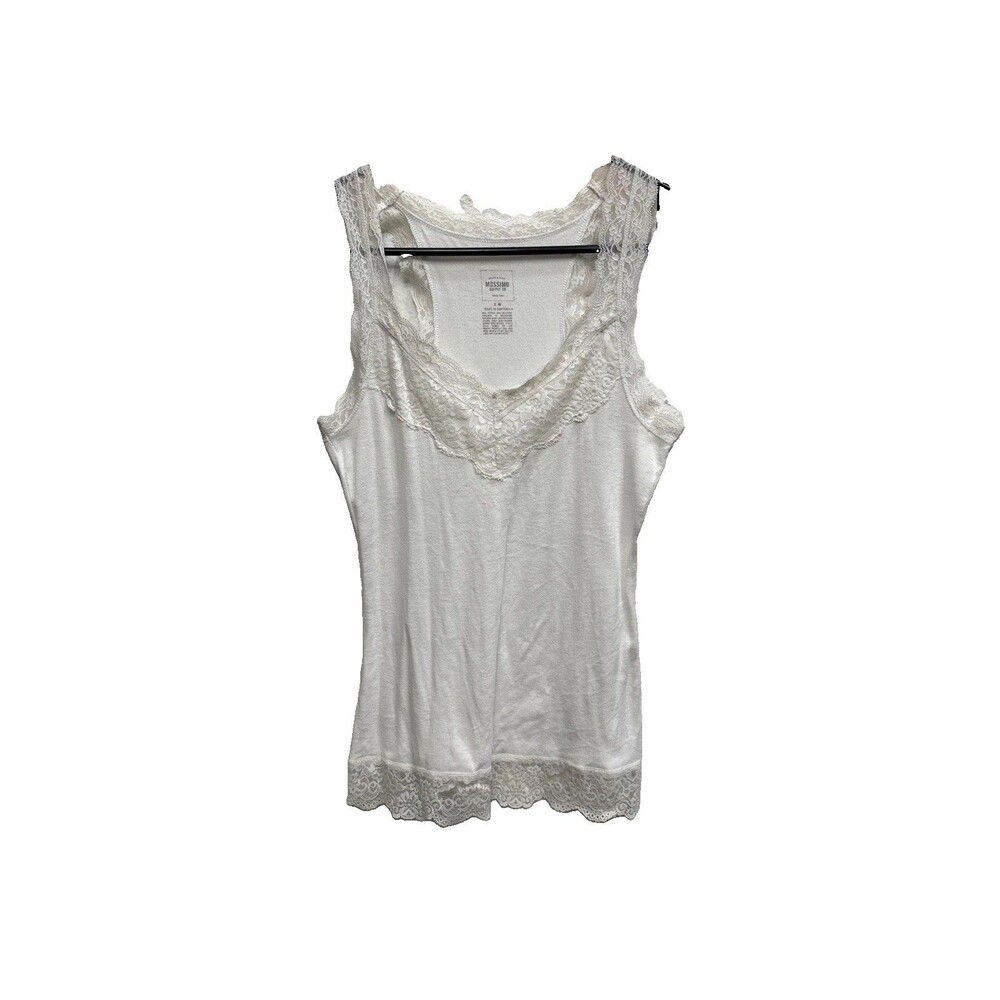 Mossimo White T Shirt M Retro Lace Racerback Stretch Pullover Sheer Y2K